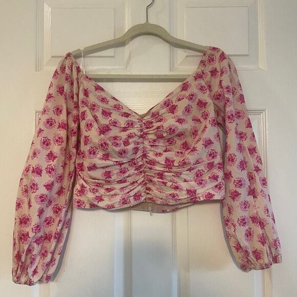 Zara Tops - Zara Pink Floral Off The Shoulder Bardot Top Size Large